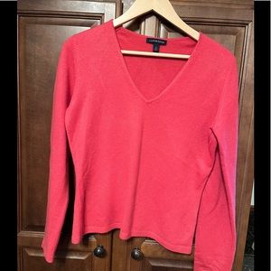 Lands’ End V-Neck Cashmere Sweater, Salmon Color, Small (4-6)
